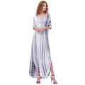 Kate Kasin Womens Casual Loose Confortable à manches courtes V-Neck Tie Dye Maxi Dress KK000701-1